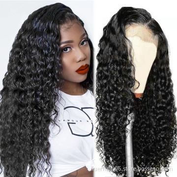 200 Density Indian Cuticle Aligned Hair T Part Water Wave Lacefront 13X6 Lace Frontal 360 Human Hair Wig Wholesale